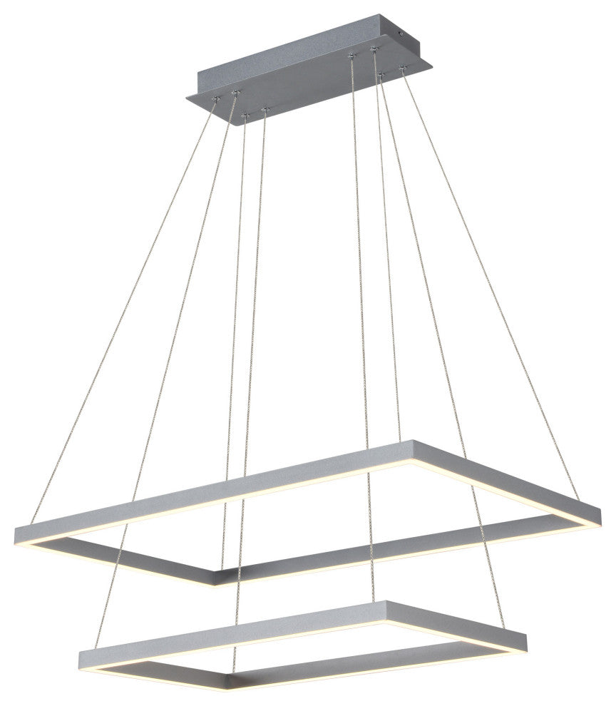 Atria Duo LED Adjustable 2-Tier Chandelier, Silver