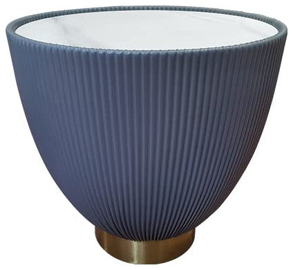 First of a Kind Modern Drum Bowl Coffee Table, Sintered Stone at Top, Grey