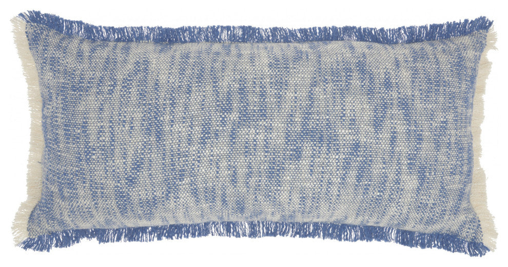 Blue and White Woven Heathered Lumbar Throw Pillow