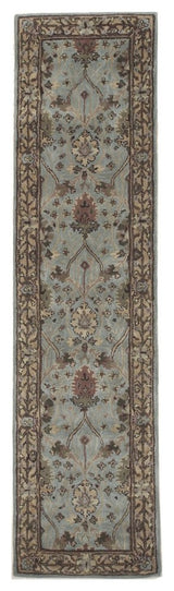 EORC Hand-tufted Wool Blue Traditional Oriental Morris Rug, Runner 2'6"x10'