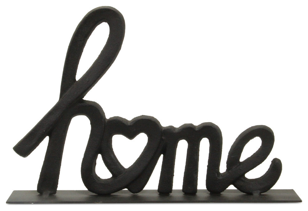 Roven Cast Iron Calligraphic Home Table Decor - Black