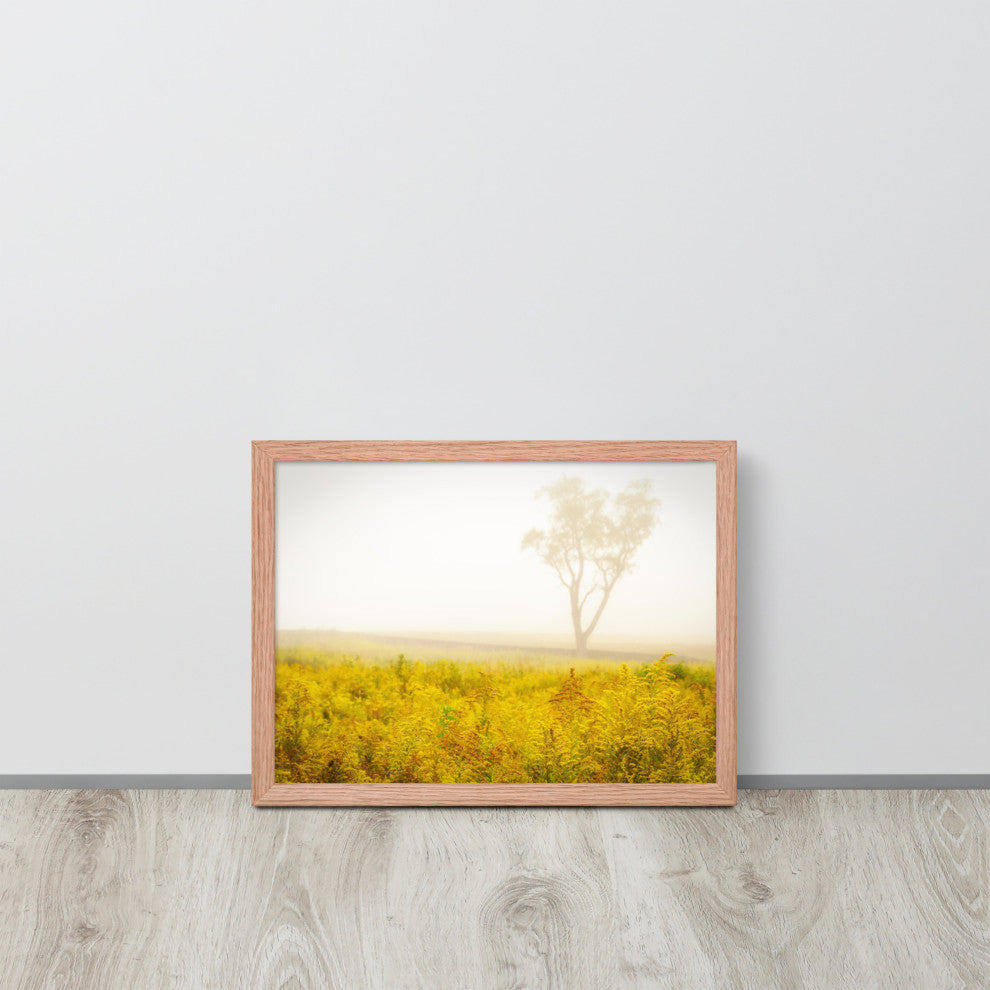 Dreams of Goldenrod and Fog Landscape Framed Photo Paper Wall Art Prints, Red Oak, 12" X 16"