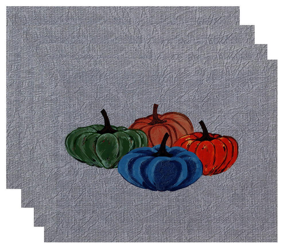 Paper Mache Pumpkins Geometric Print Placemat, Set of 4, Gray