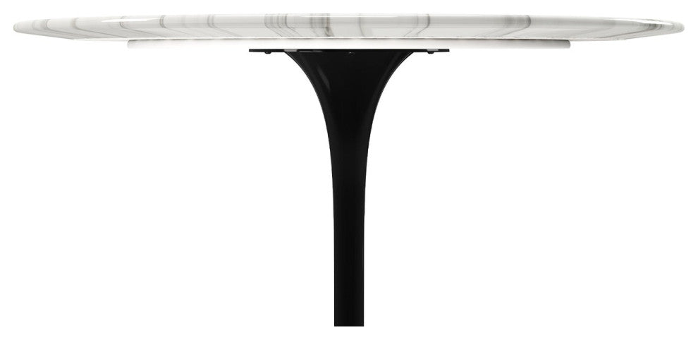 Rose 40" Round Marble Dining Table, Black Base