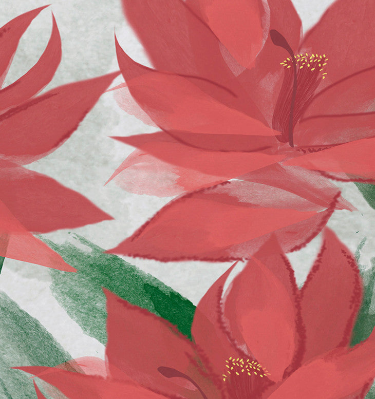 Christmas Cactus , Floral Print Placemat, Coral (Set of 4), 18 x 14"