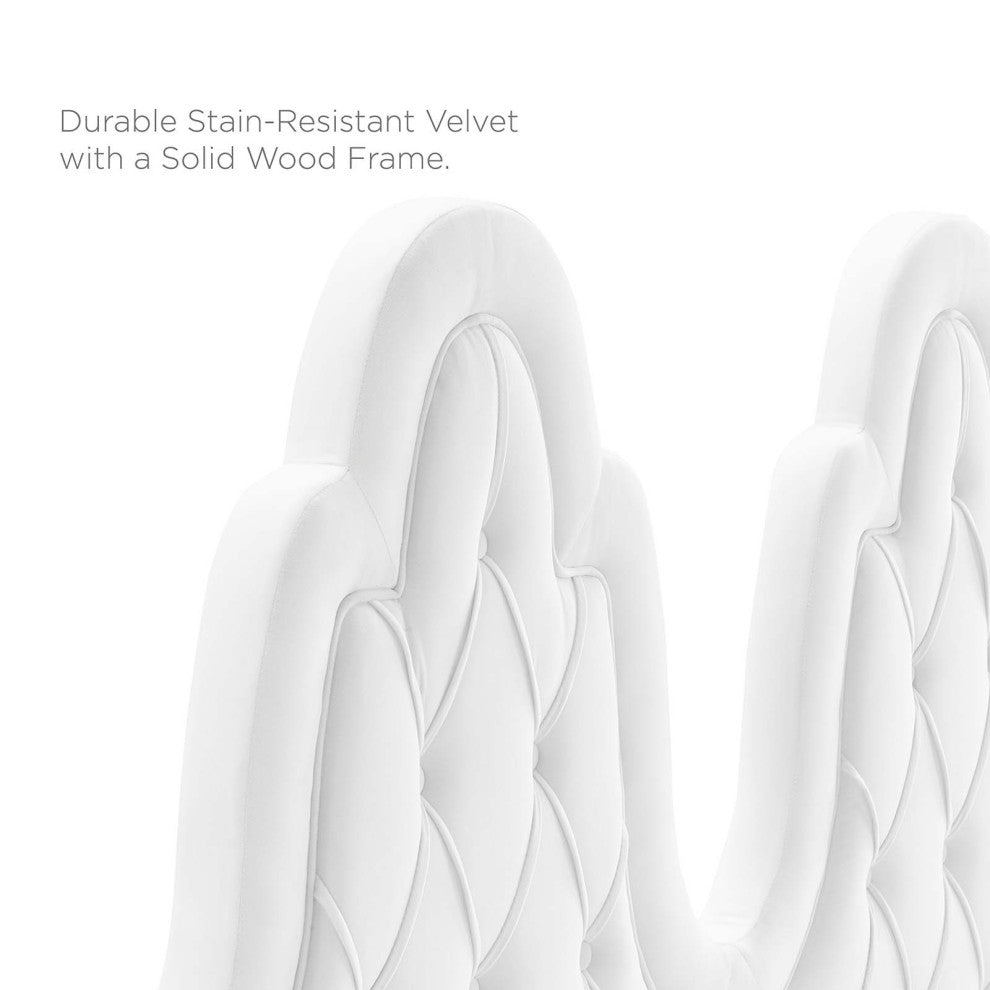 Tufted Platform Bed Frame, Twin Size, Velvet, White, Modern Contemporary