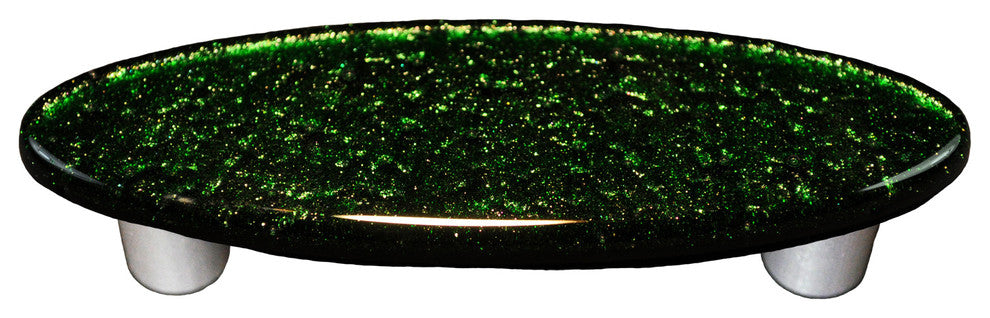 Metallic Green Pull Oval, Black Post
