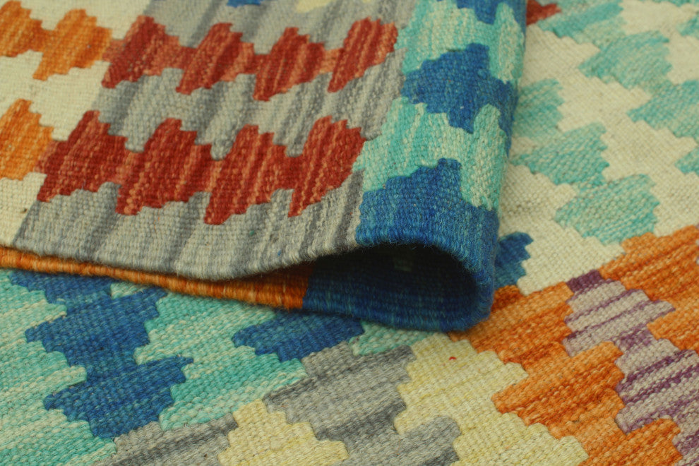 Sangat Kilim Madiana Orange/Blue Rug, 4'1x5'7