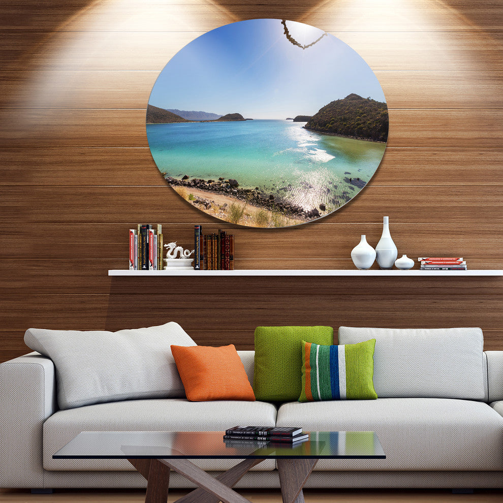 Blue Baja California Beach, Seashore Large Disc Metal Wall Art, 36"