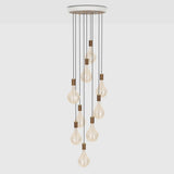 Large canopy white & walnut, brass grip with 9 walnut pendants & 9 Voronoi II US