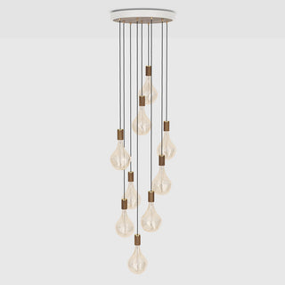 Large canopy white & walnut, brass grip with 9 walnut pendants & 9 Voronoi II US