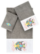 Linum Home Turkish Cotton Feliz 3-Piece Embellished Towel Set, Dark Gray