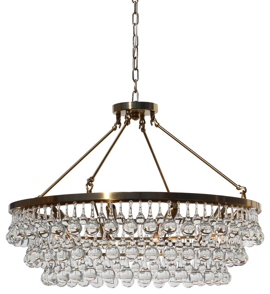 Lightupmyhome Celeste 32" Glass Drop Chandelier, Brass, Hanging or Flush Mount