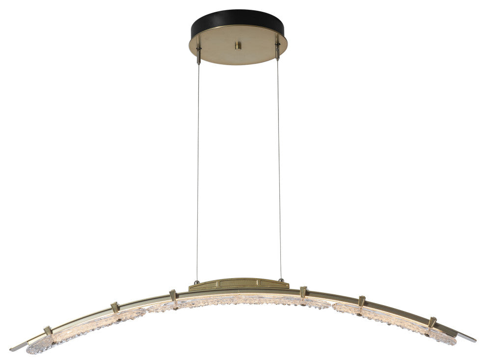 Glissade Large LED Pendant Modern Brass Clear Glass Standard