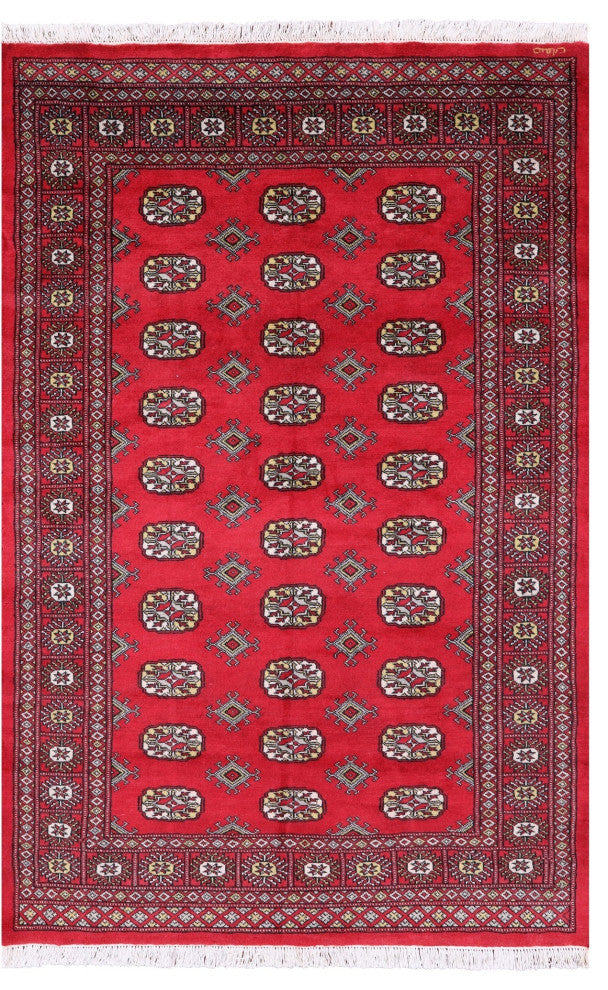 Signed Silky Bokhara Handmade Rug 4' 1" X 6' 2" - Q13766