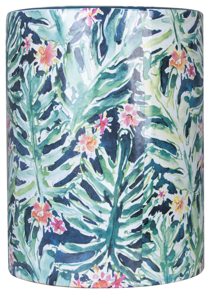 Taurus Ceramic Stool in Garden Print