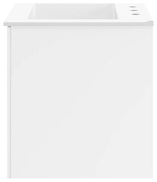 Sink Vanity Cabinet, White, Ceramic, Melamine, Modern, Hotel Bathroom Guest
