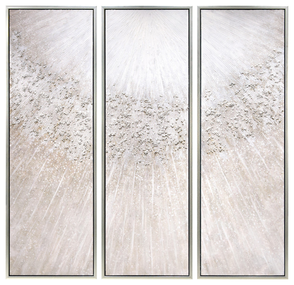 Silver Pellets Textured Metallic Hand Painted Canvas Wall Art, Mar-Cb9811-2060-3f