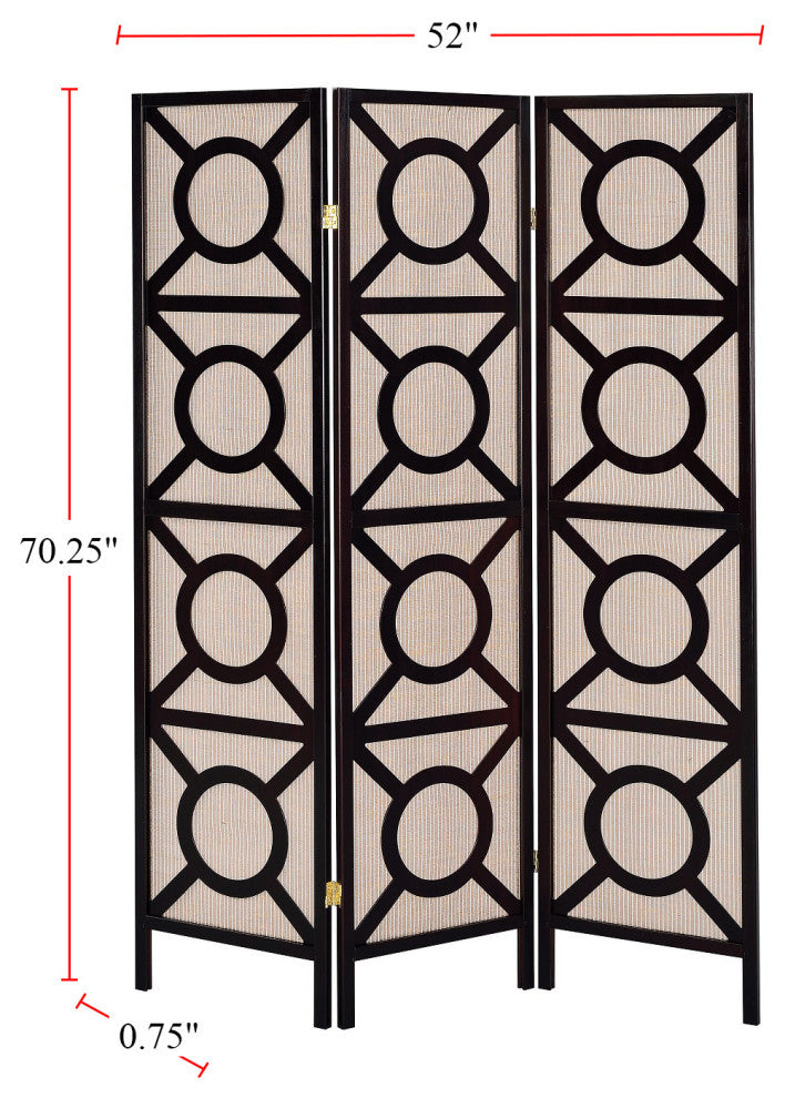 3 Panel Screen, Cappuccino and Tan