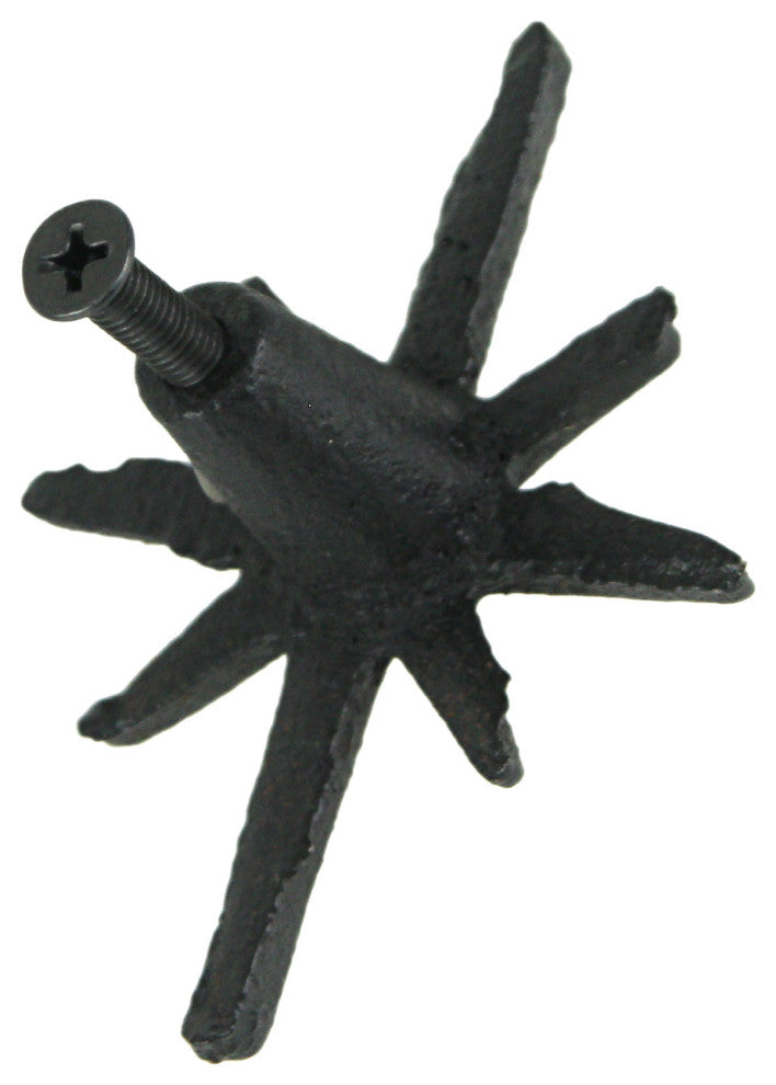 Set of 6 Antique Black Finish Mid Century Modern Starburst Drawer Pulls Knobs