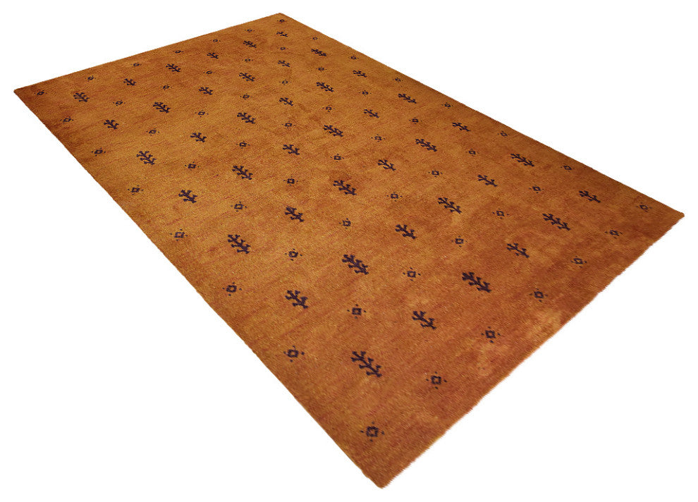HAND KNOTTED LOOM SILK ECO-FRIENDLY RUG-9'x12',Rectangle,Orange Brown,Contempora
