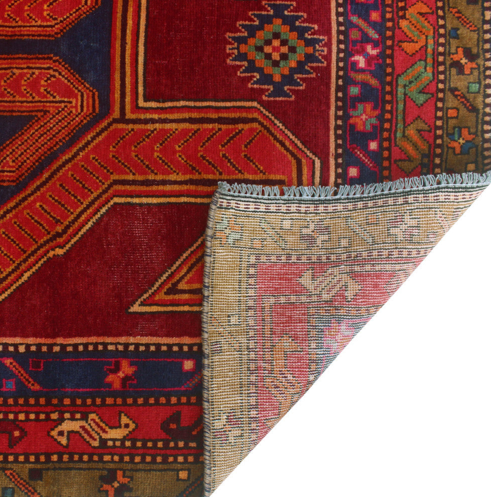 Fine Vintage Distressed Payam Burgundy/Navy Runner, 4'0x10'0