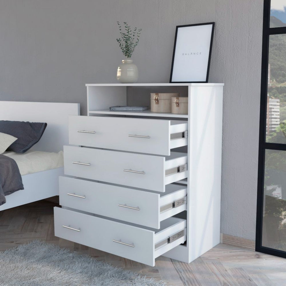 Serbian Four Drawer Dresser, White