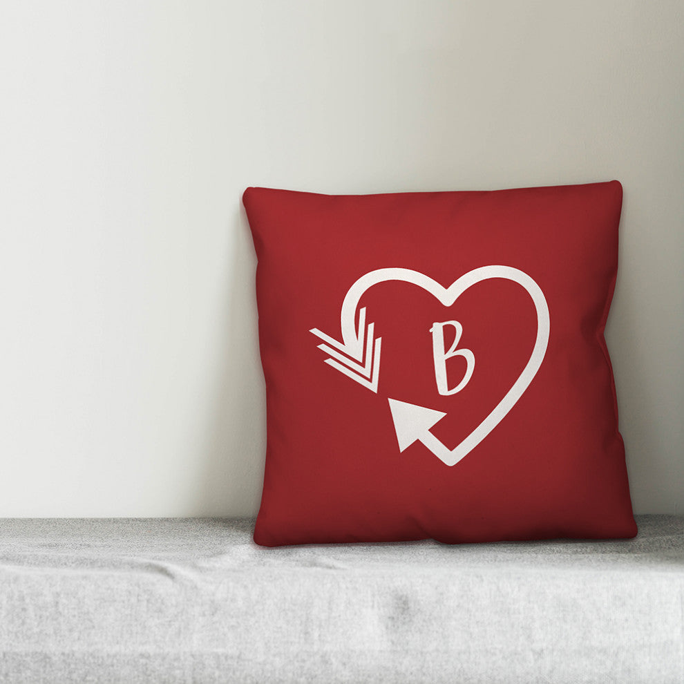 Heart Monogram - B 18x18 Indoor / Outdoor Pillow