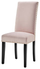 Side Dining Chair, Set of 2, Velvet, Wood, Pink, Modern, Cafe Bistro Restaurant