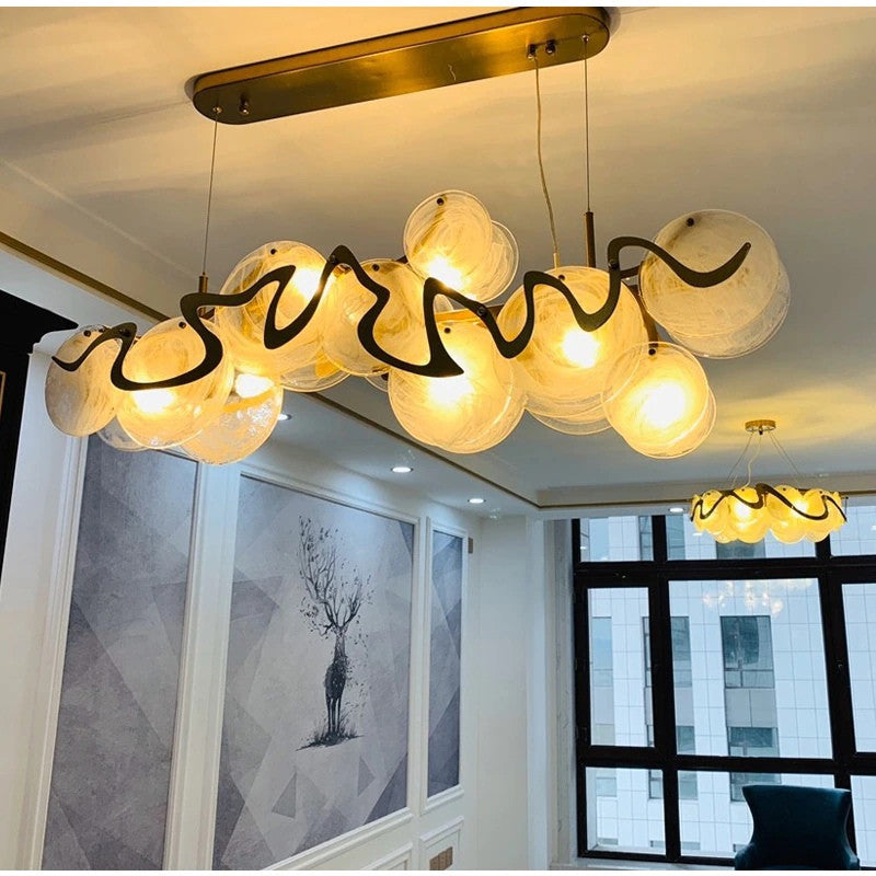 Modern gold glass chandelier for dining room, livimg room, bedroom