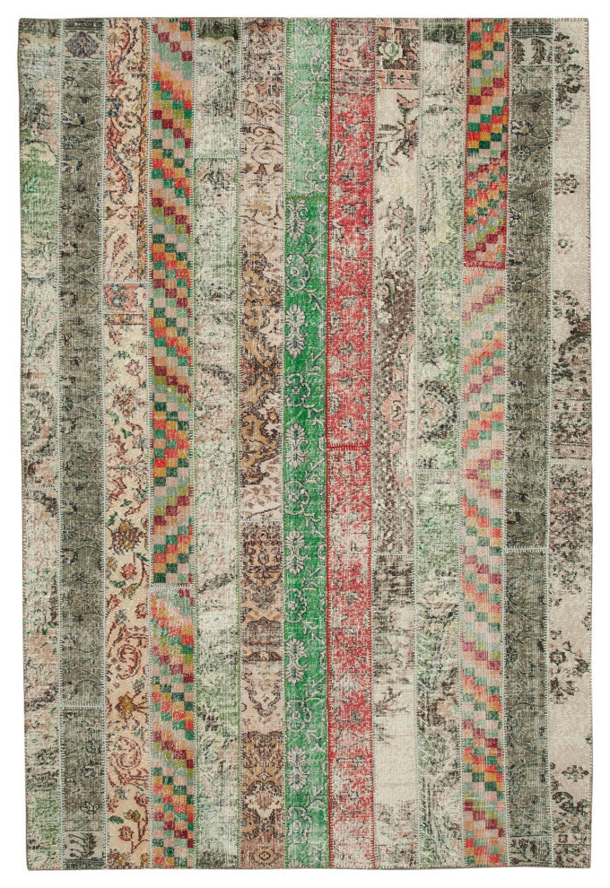 Rug N Carpet - Hand-Knotted Turkish 6' 8" x 9' 11" Vintage Patchwork Area Rug