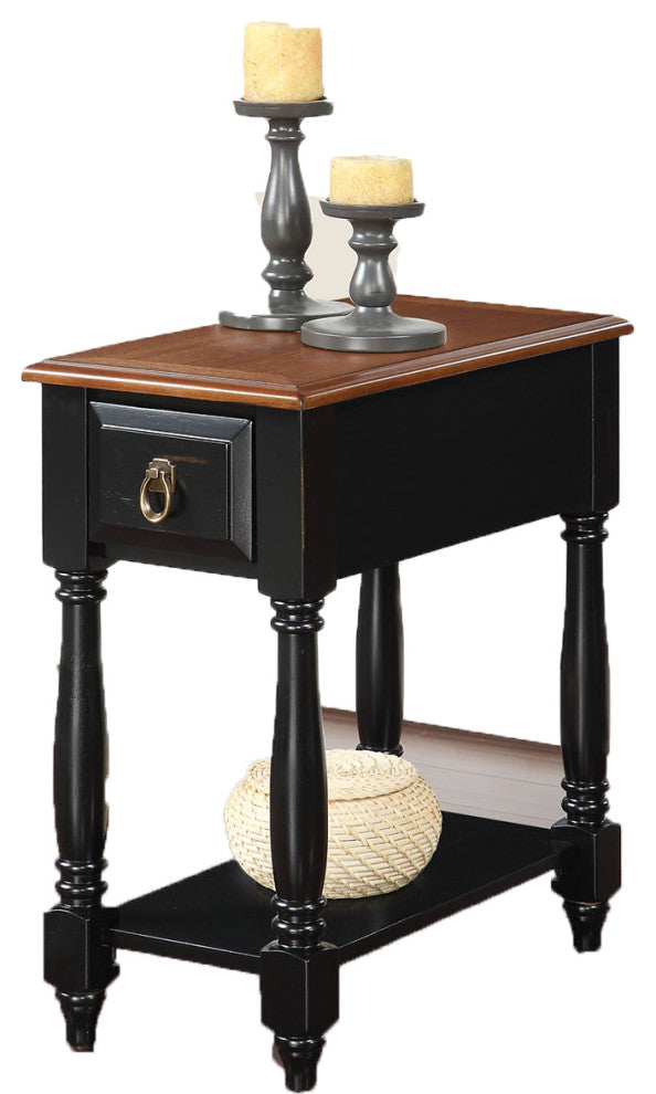 Side Table, Black and Oak Rubber Wood, Ash Veneer Black and Oak