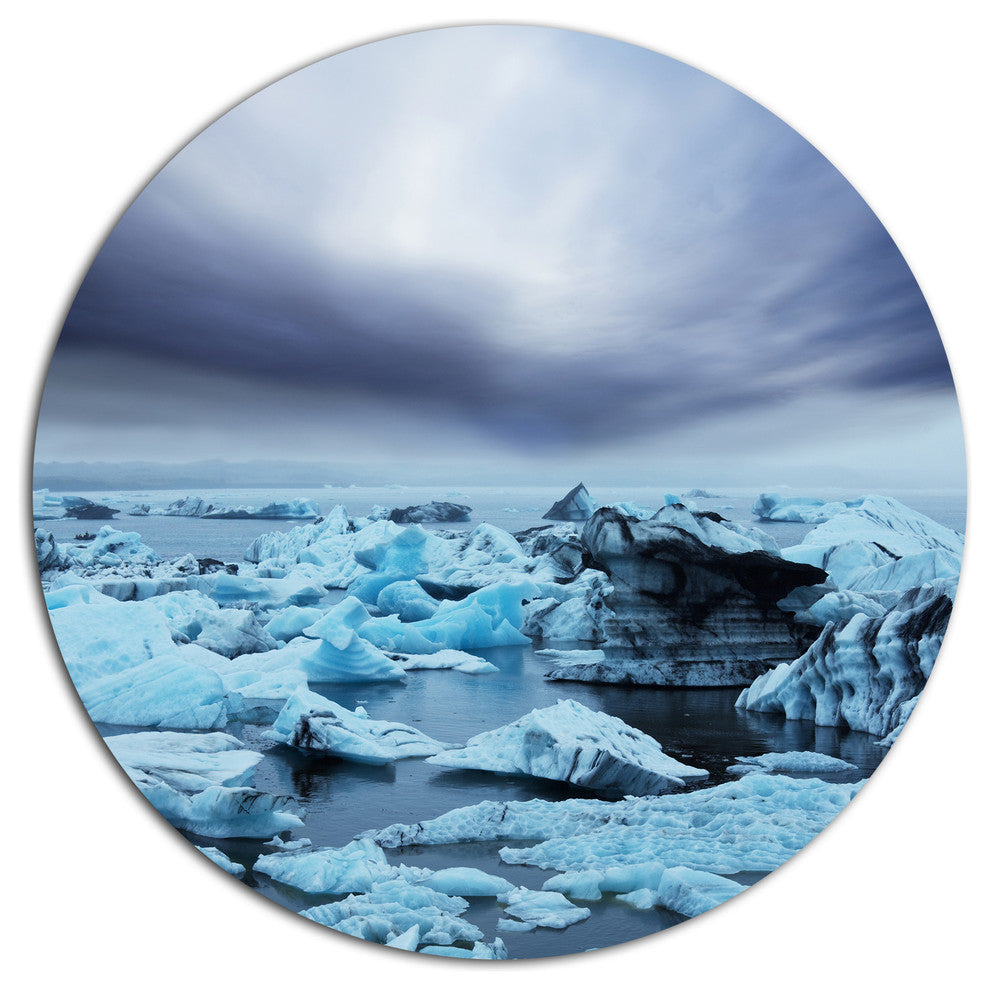 Beautiful Melting Glacier In Iceland, Landscape Round Wall Art, 23"