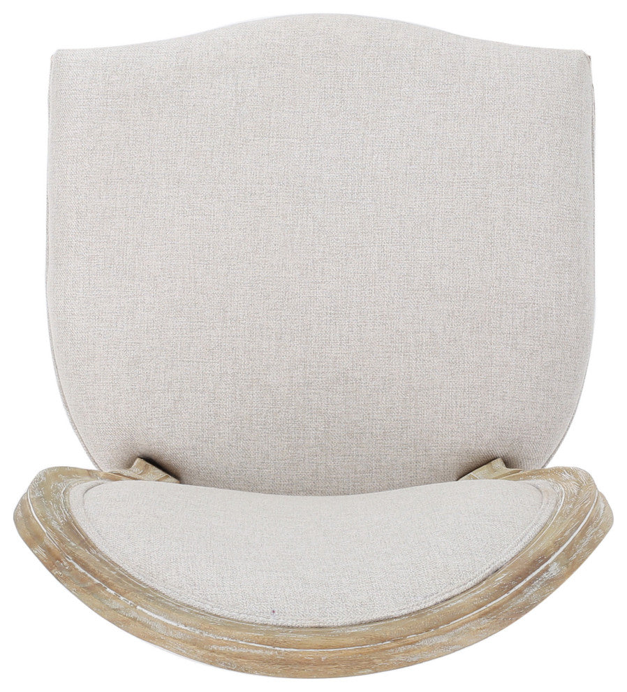 GDF Studio Phinnaeus French Country Fabric Dining Chairs (Set of 2), Griege/Natural