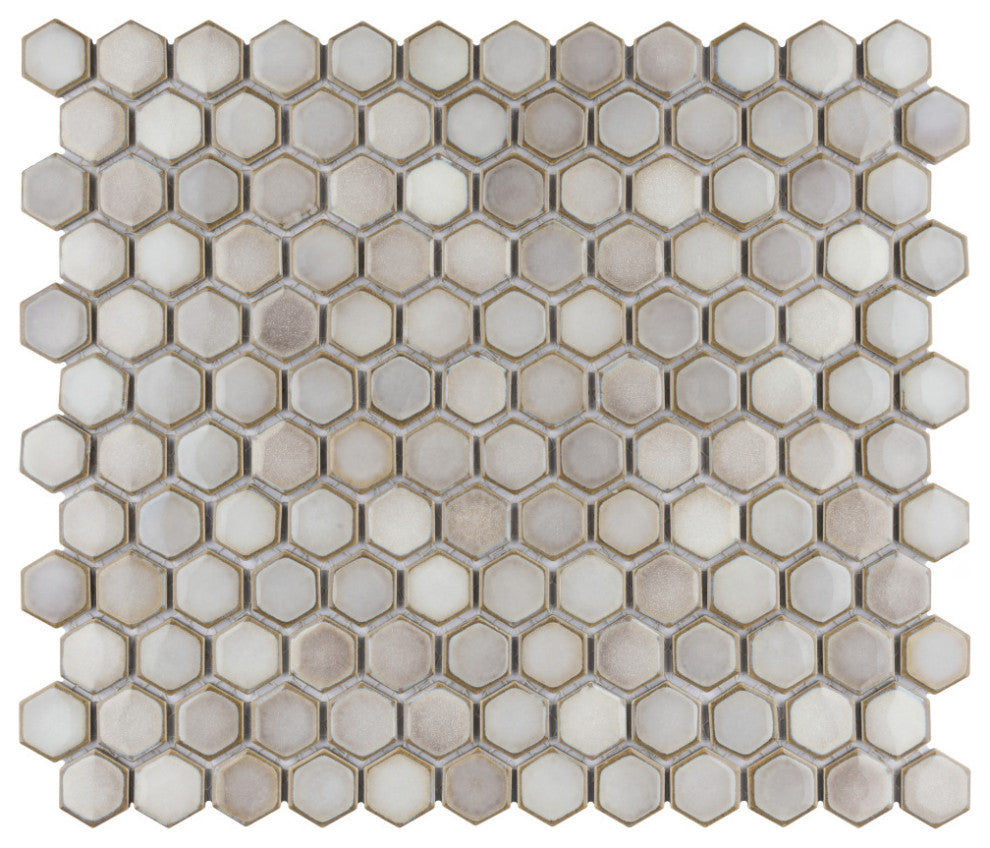 Hudson 1" Hex Dove Grey Porcelain Floor and Wall Tile