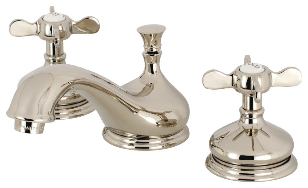 Kingston Brass Widespread Bathroom Faucet With Brass Pop-Up, Polished Nickel
