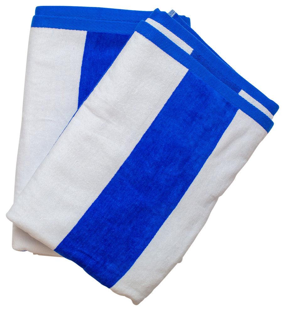 Tropical Cabana 100% Cotton Beach Towel, Set of 2, Royal