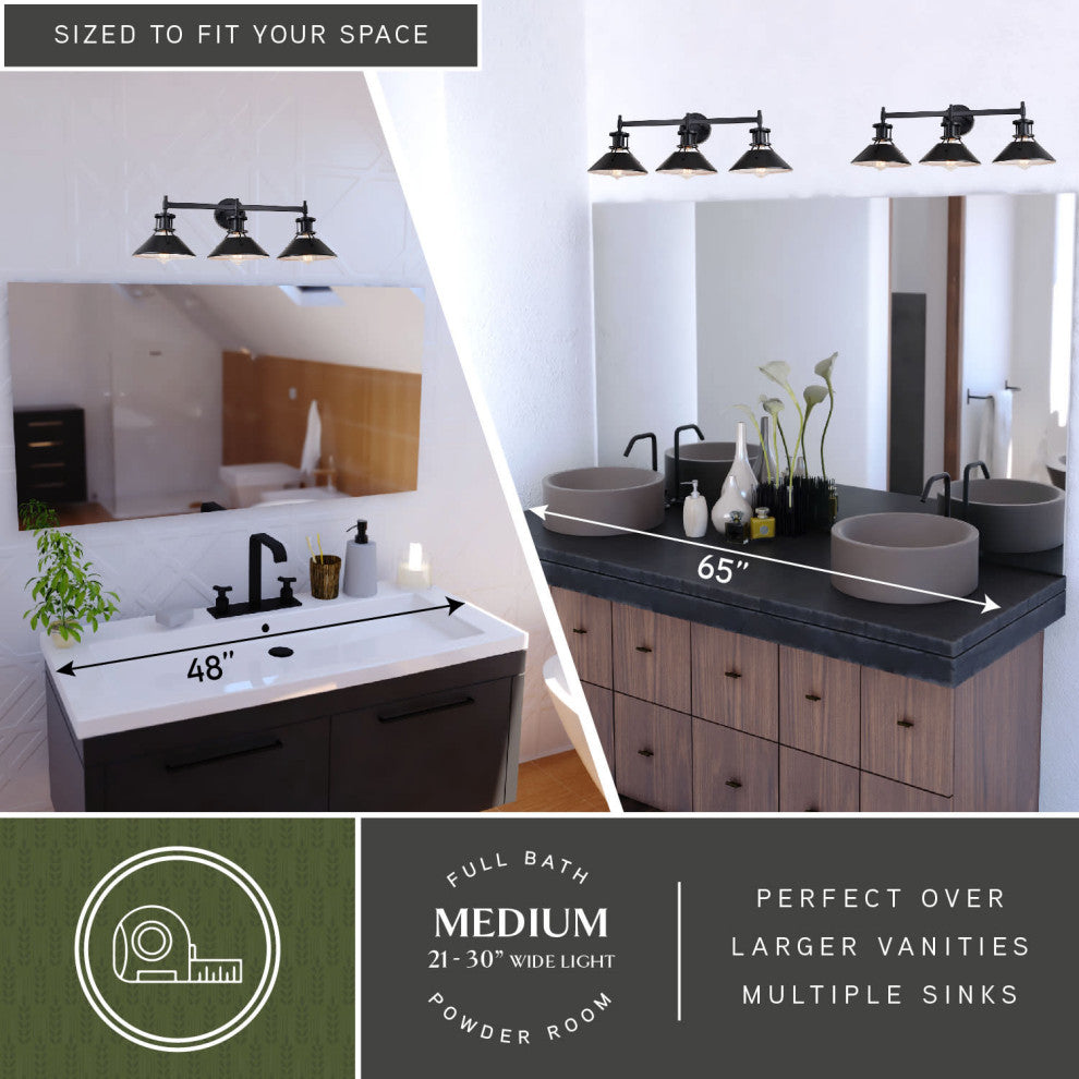 Canton 3 Light Vanity Black and Matte White