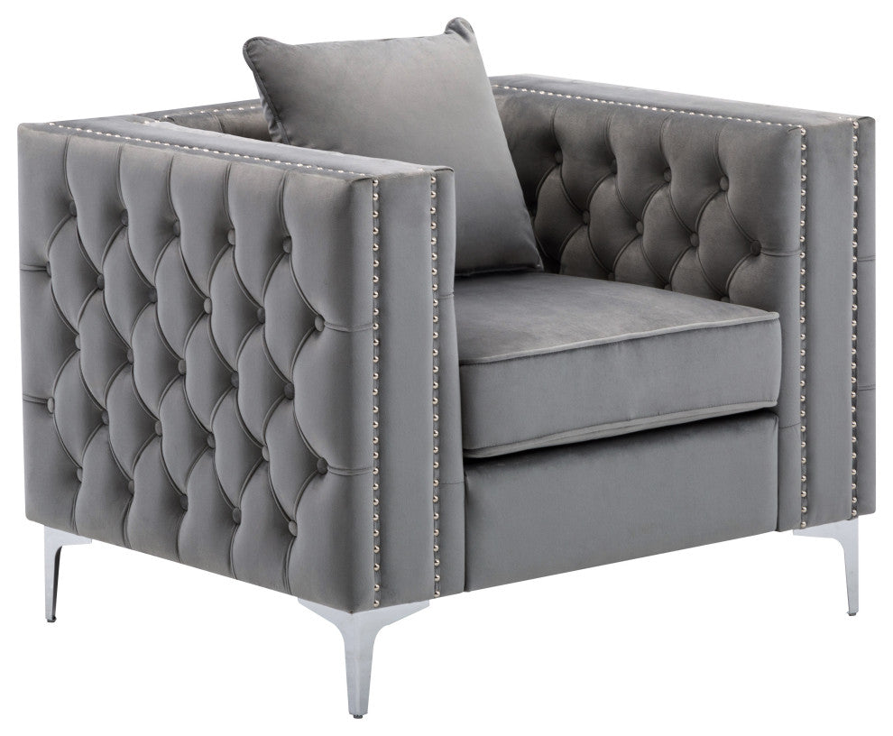 Lorreto Velvet Chair, Gray