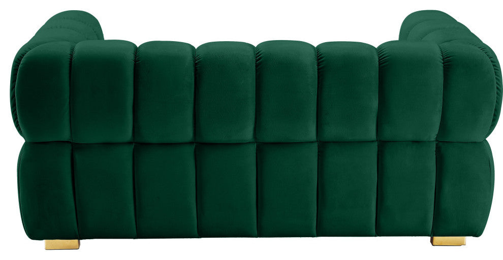 Gwen Velvet Upholstered Chair, Green, Loveseat