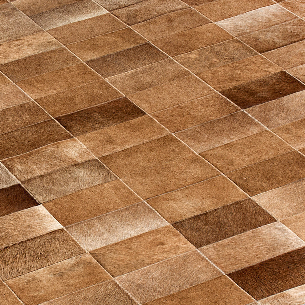 Cowhide Patchwork Rug, Daedalus, Shiitake, 5'x8'