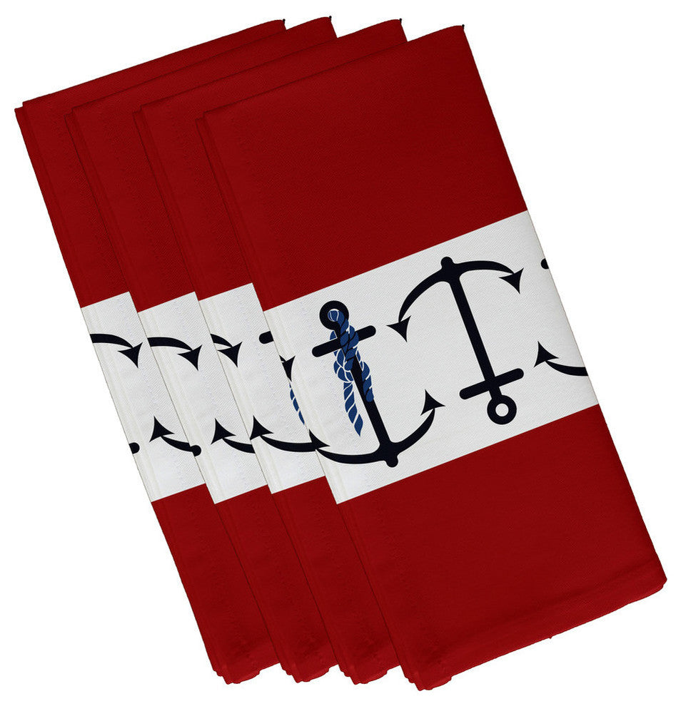 Anchor Stripe, Stripe Print Napkin, Red, Set of 4