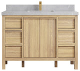 Elizabeth Oak 48" Single Sink Vanity, White 2" Pearl Gray