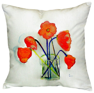 Poppies in Vase No Cord Pillow - Set of Two 18x18