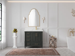 Aberdeen 36 Right Offset Bath Vanity in Black Top 2" Calacatta Nuvo