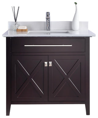 Wimbledon, 36" Brown Cabinet With White Quartz Countertop
