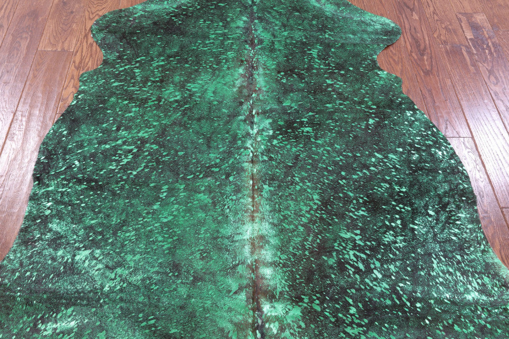 Green Metallic Cowhide Rug 6' 2" X 5' 10" C2141