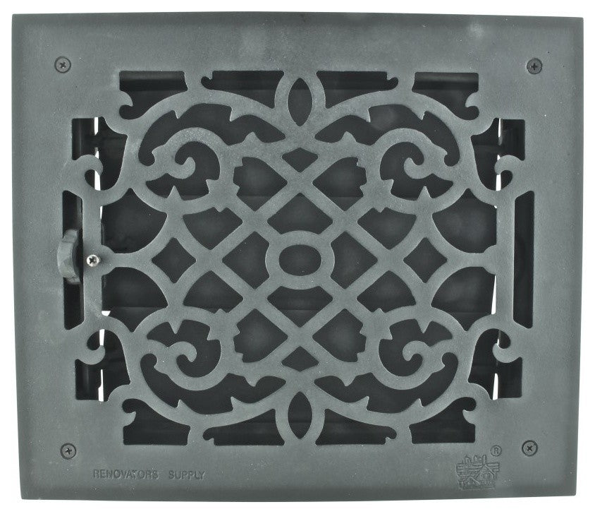 Black Floor Air Vent Heat Register with Aluminium Victorian Upscale Design