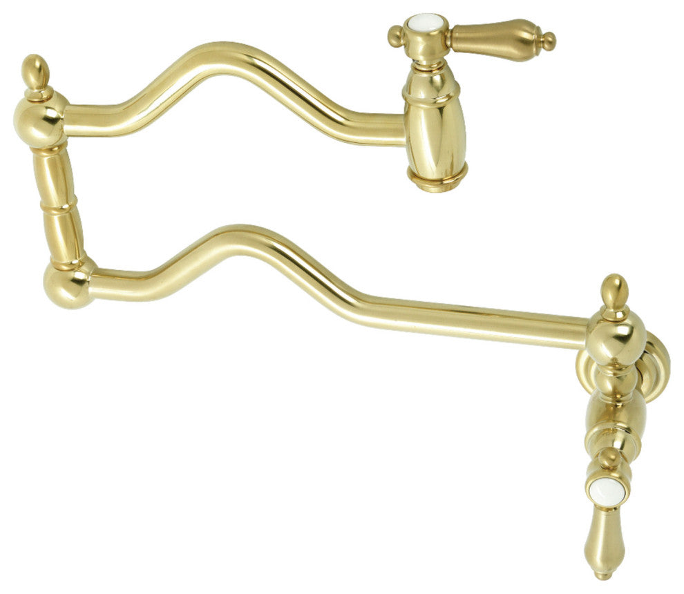 Kingston Brass KS2107BAL Heirloom Wall Mount Pot Filler, Brushed Brass