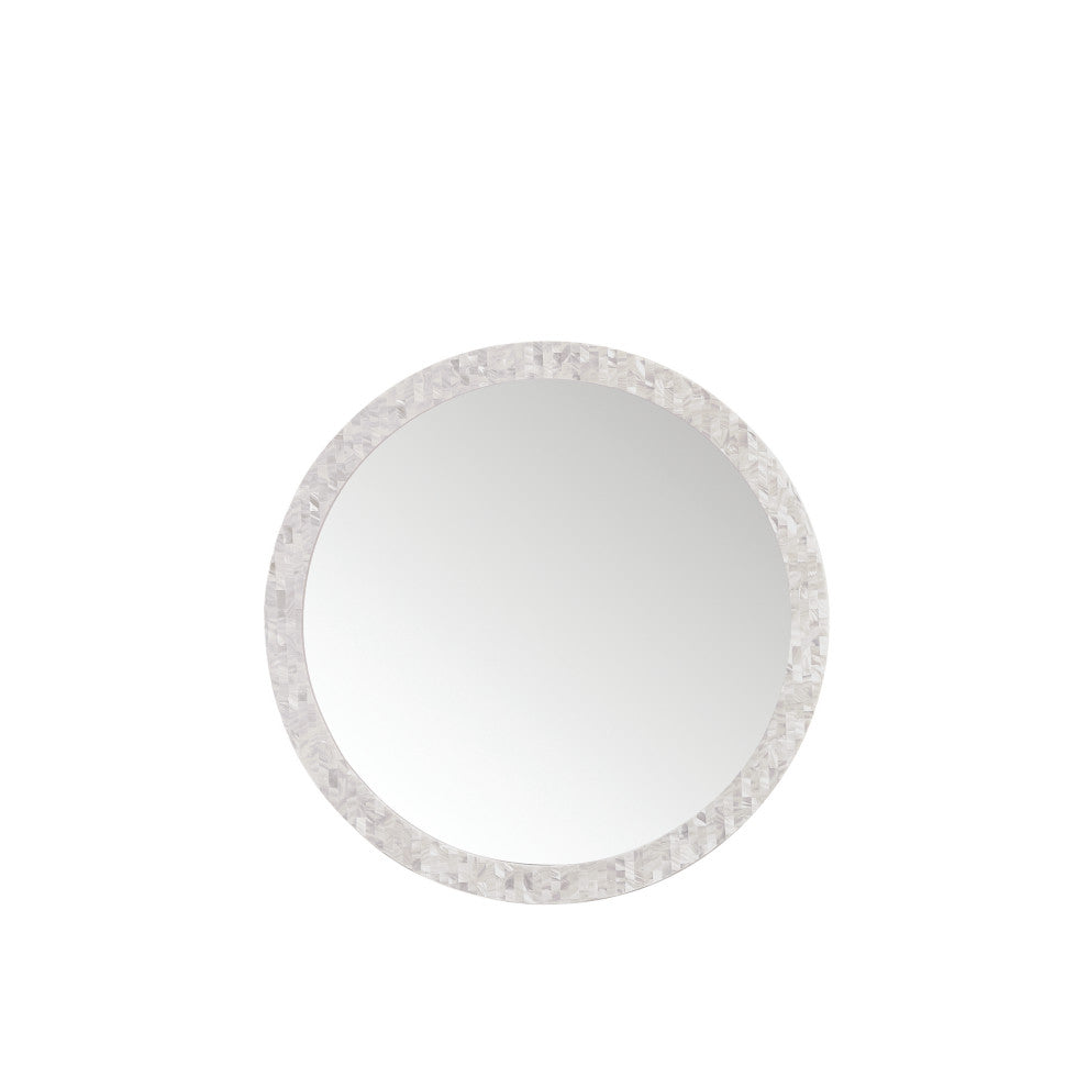 Callie 30" Round Mirror, White Mother of Pearl